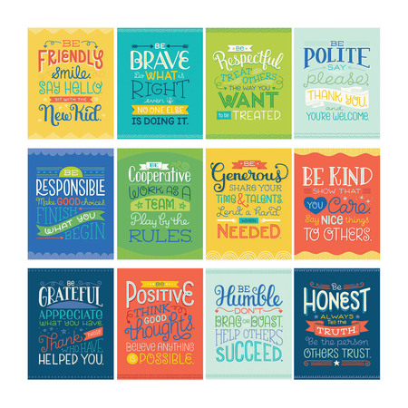 CARSON DELLOSA Mini Posters - Positive Character Traits Poster Set, 12 Pieces 106010